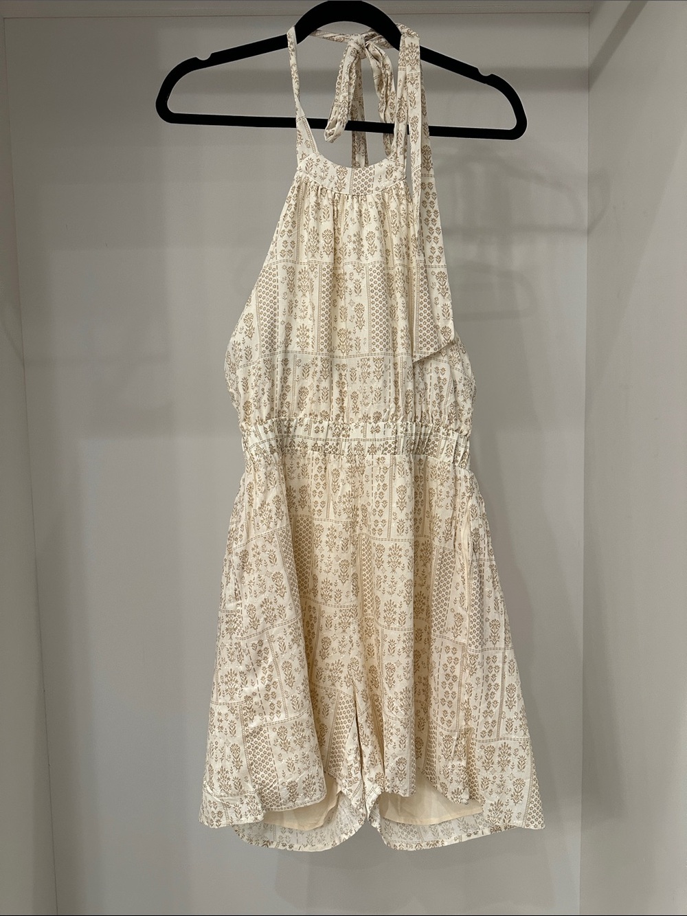 Pink Lily small cream and white Halter romper. Like new